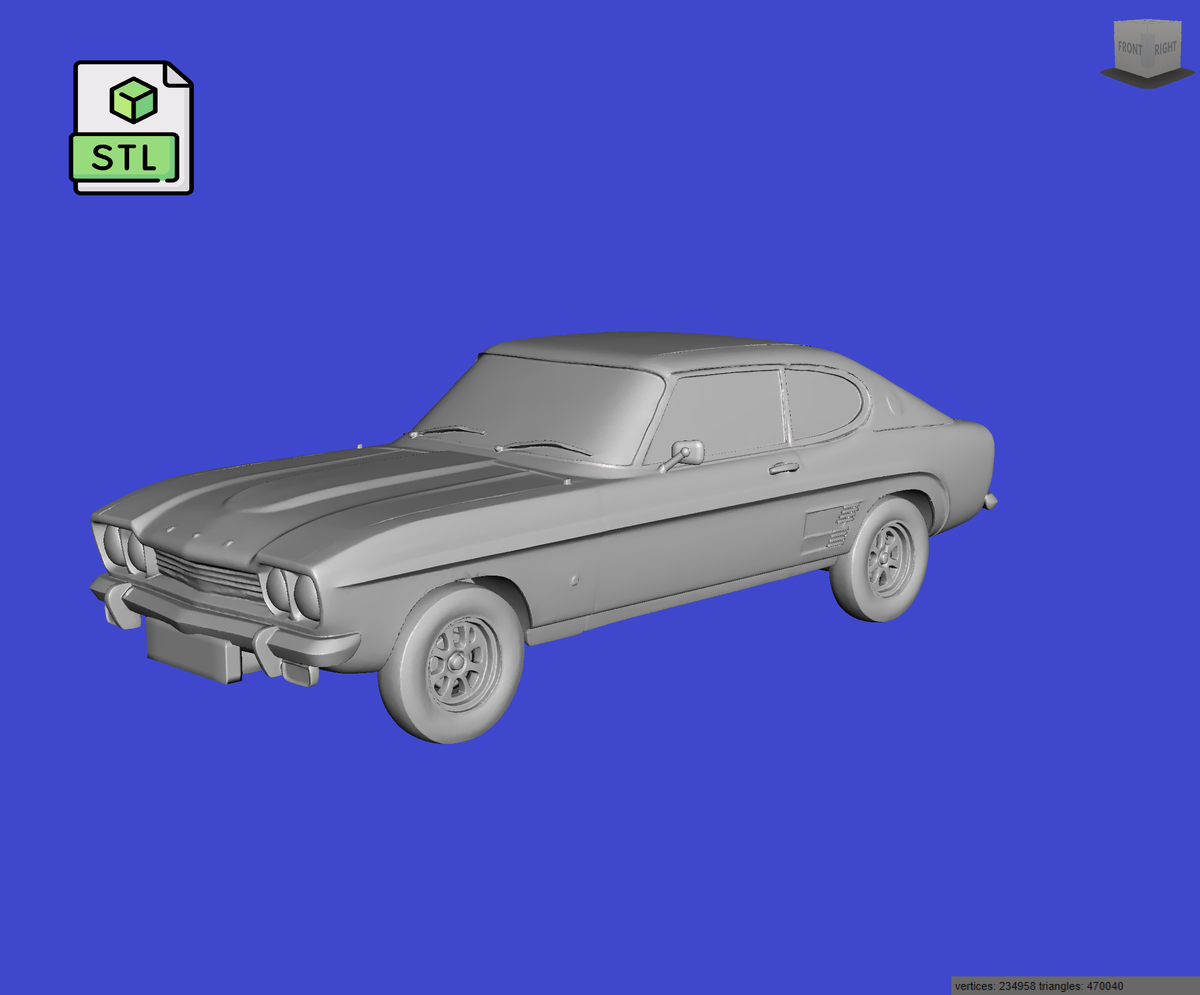 Digital Download of 3D Printed Ford Capri Mk1 3000 GXL 1973 prescale.stl