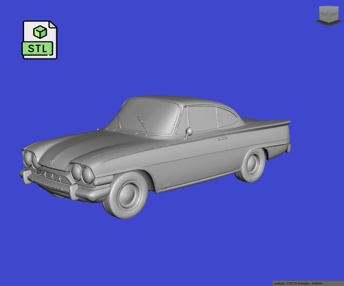Digital Download of 3D Printed Ford Consul Capri 1962 Refined.stl