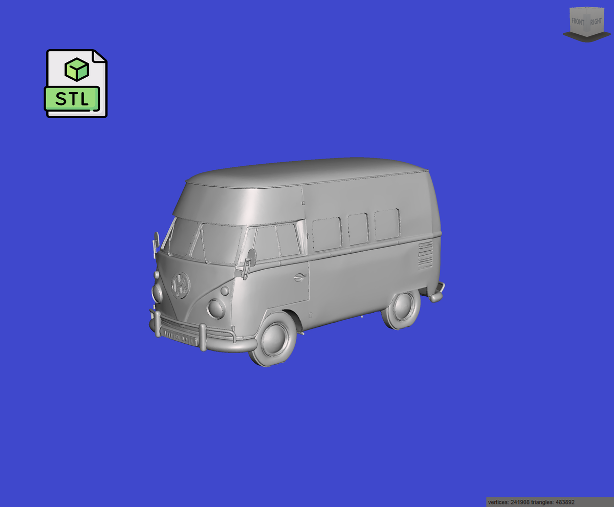 Digital Download of 3D Printed Volkswagen Type 2 Hightop 1967 Refined