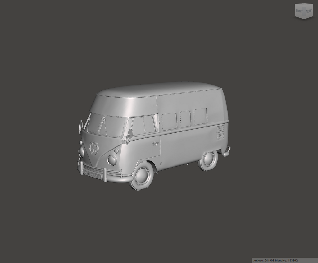 Image of 3D Printed Resin Model of Volkswagen Type 2 Hightop 1967