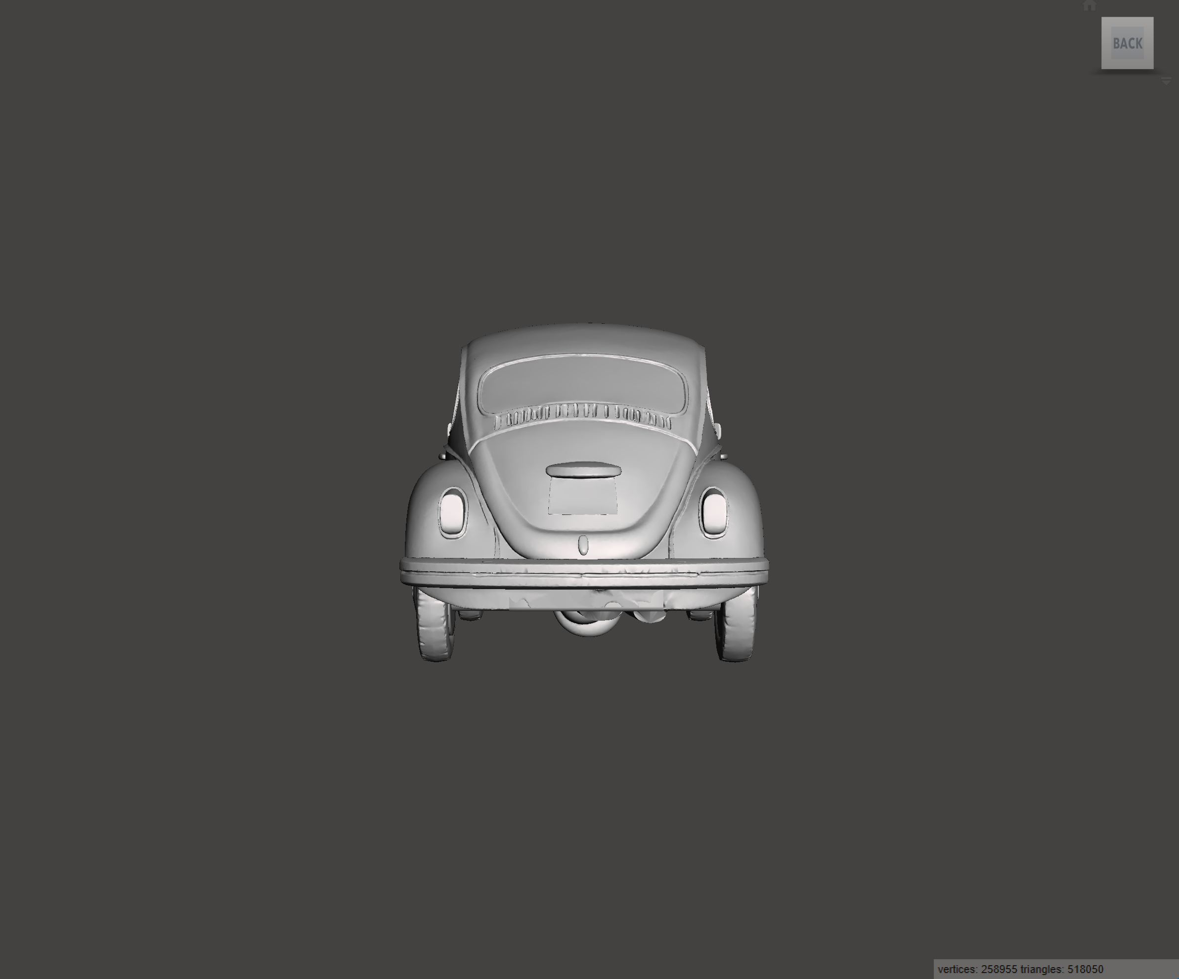Image of 3D Printed Resin Model of Volkswagen Beetle 1968