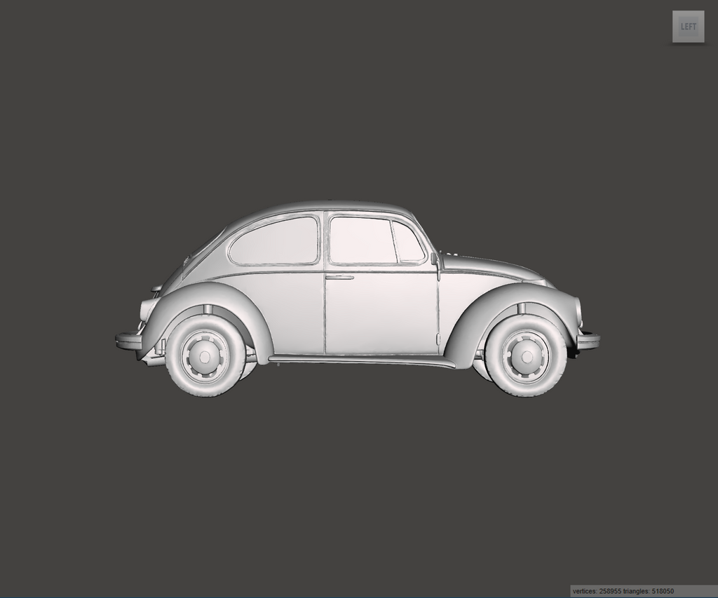 Image of 3D Printed Resin Model of Volkswagen Beetle 1968