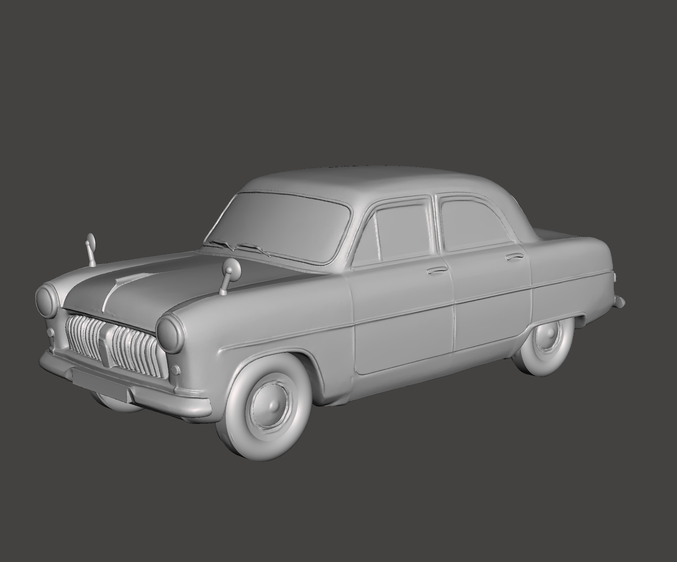 3D model of a classic car on a gray background