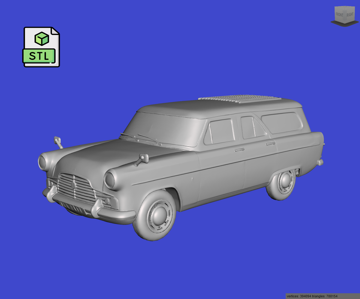 Digital Download of 3D Printed Ford Mk2 Zephyr Farnham Estate 1961 prescale.stl