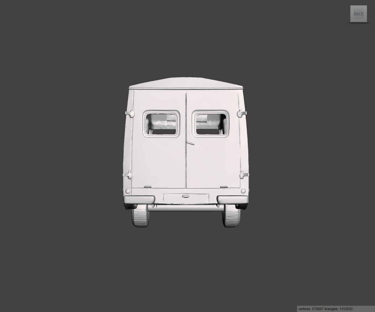 3D Printed Resin Model of Austin LD High Top Van 1962