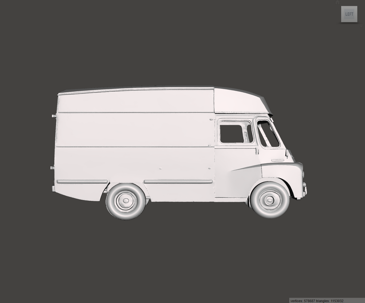3D Printed Resin Model of Austin LD High Top Van 1962